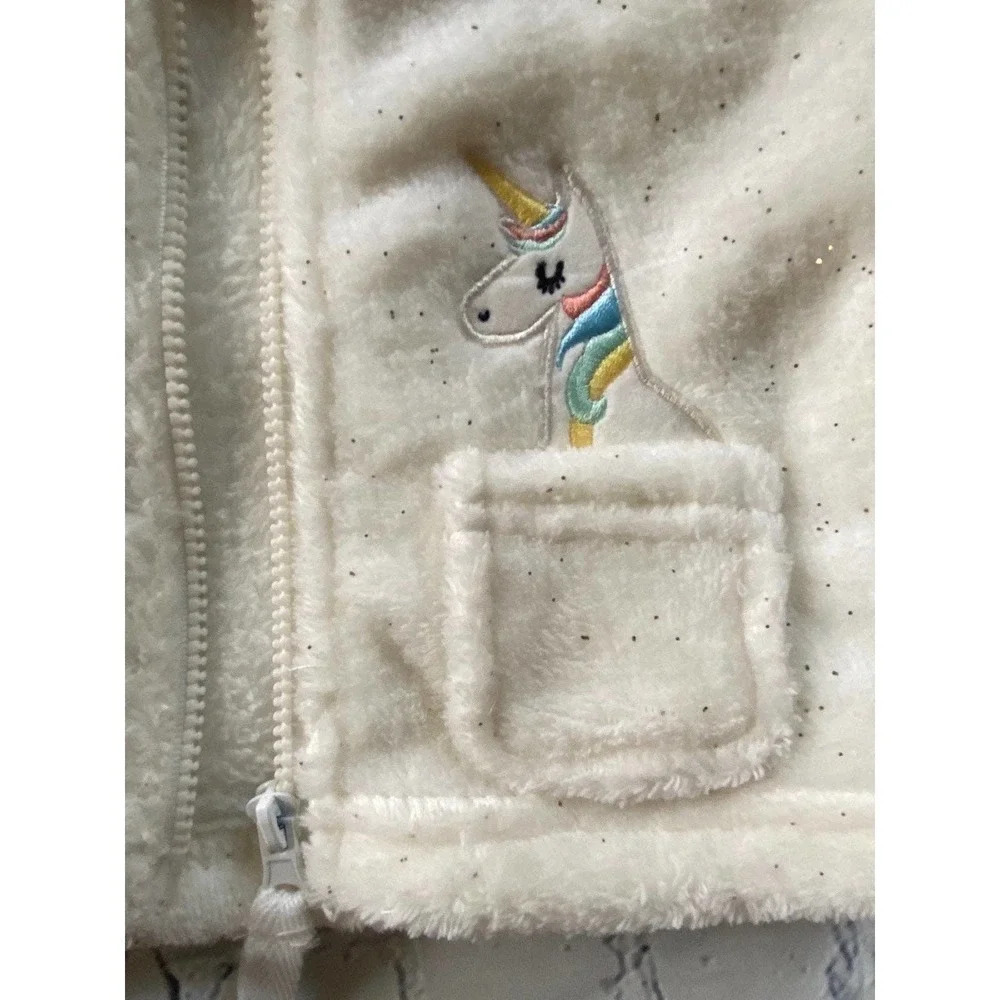New Baby Girl Wippette Unicorn Warm Fall Sweater Jacket 3-6m Hood/Hand Covers - Picture 5 of 10